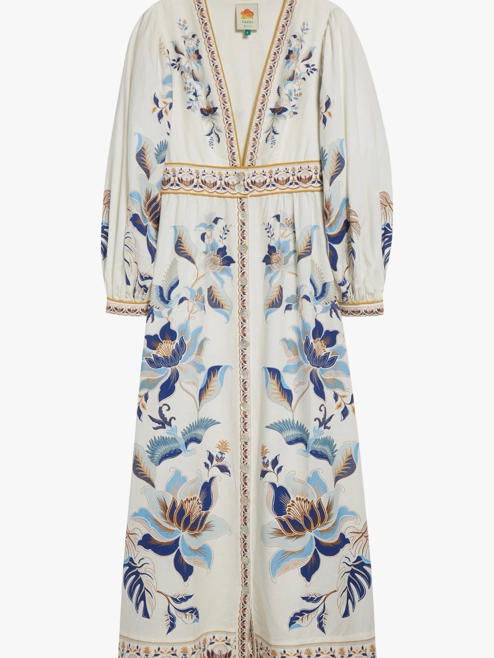 NWT Farm Rio Ivory Floral Embroidered Maxi Dress - Picture 6 of 12